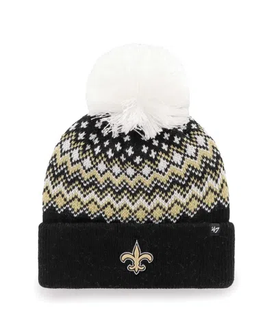 47 Brand Women's ' Black New Orleans Saints Elsa Cuffed Knit Hat With Pom