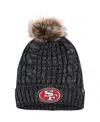 47 Brand Women's ' Black San Francisco 49ers Logo Meeko Cuffed Knit Hat With Pom In Black