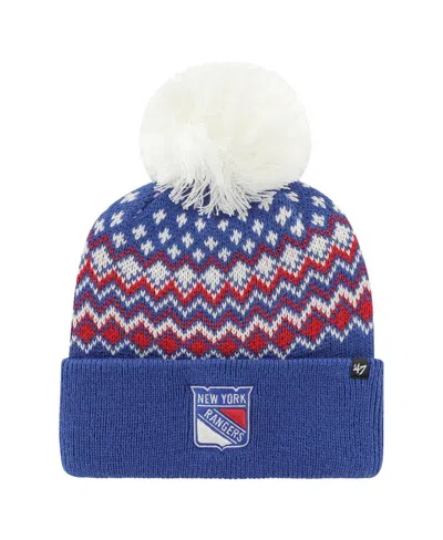 47 Brand Women's ' Blue New York Rangers Elsaâ Cuffed Knit Hat With Pom In Brown