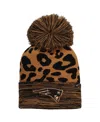 47 Brand Women's ' Brown New England Patriots Rosette Cuffed Knit Hat With Pom In Brown