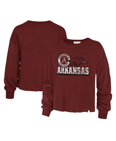47 Brand Women's ' Cardinal Distressed Arkansas Razorbacks Bottom Line Parkway Long Sleeve T-shirt