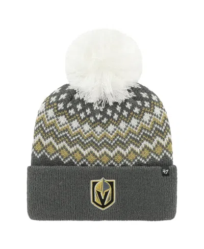 47 Brand Women's ' Charcoal Vegas Golden Knights Elsaâ Cuffed Knit Hat With Pom