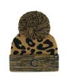 47 Brand Women's ' Chicago Cubs Leopard Rosette Cuffed Knit Hat With Pom In Brown
