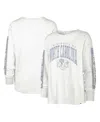 47 Brand Women's ' Cream Distressed North Carolina Tar Heels Statement Soa 3-hit Long Sleeve T-shirt In Cream