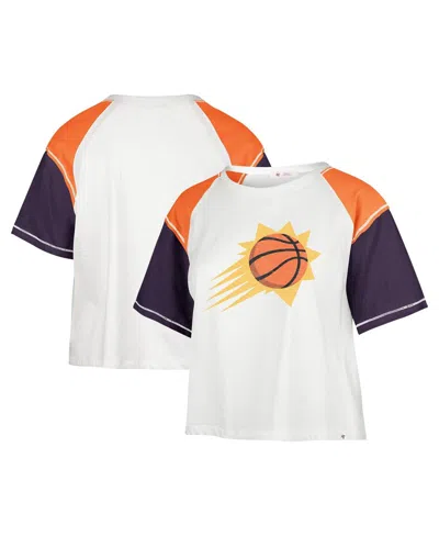 47 Brand Women's ' Cream Distressed Phoenix Suns Premier Raglan Cropped T-shirt
