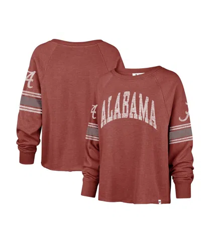 47 Brand Women's ' Crimson Distressed Alabama Crimson Tide Allie Modest Raglan Long Sleeve Cropped T-