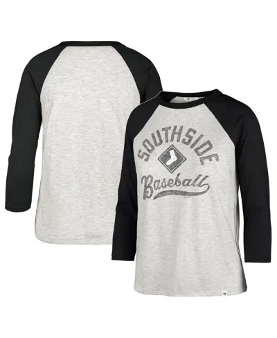 47 Brand Women's ' Gray Chicago White Distressed Sox City Connect Retro Daze Ava Raglan 3, 4-sleeve T