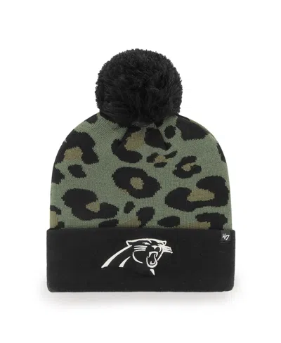 47 Brand Women's ' Green, Black Carolina Panthers Bagheera Cuffed Knit Hat With Pom In Green,black