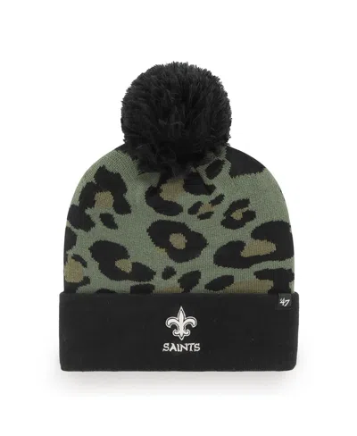 47 Brand Women's ' Green, Black New Orleans Saints Bagheera Cuffed Knit Hat With Pom In Green,black