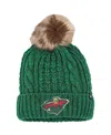 47 Brand Women's ' Green Minnesota Wild Meeko Cuffed Knit Hat With Pom In Green