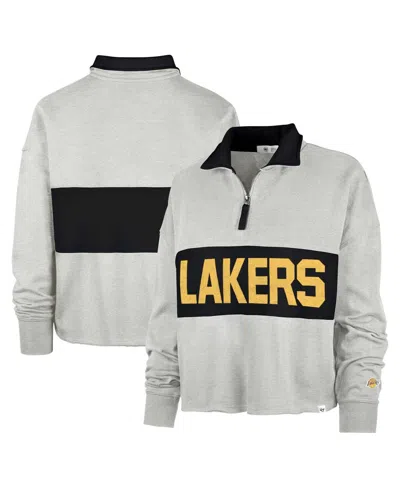 47 Brand Women's ' Heather Gray Distressed Los Angeles Lakers Breakthrough Remi Quarter-zip Jacket