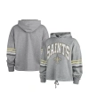 47 BRAND WOMEN'S '47 BRAND HEATHER GRAY DISTRESSED NEW ORLEANS SAINTS UPLAND BENNETT PULLOVER HOODIE