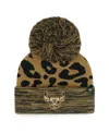 47 Brand Women's ' Leopard Chicago Bulls Rosette Cuffed Knit Hat With Pom In Leopard