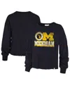 47 Brand Women's ' Navy Distressed Michigan Wolverines Bottom Line Parkway Long Sleeve T-shirt In Navy