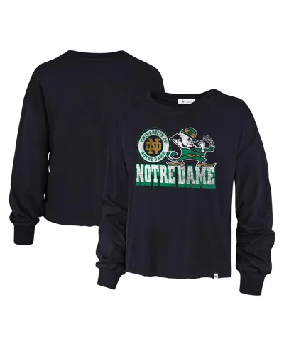 47 Brand Women's ' Navy Distressed Notre Dame Fighting Irish Bottom Line Parkway Long Sleeve T-shirt