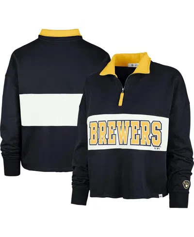 47 Brand Women's ' Navy Milwaukee Brewers Remi Quarter-zip Cropped Top