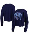 47 Brand Women's ' Navy Tennessee Titans Skyler Parkway Cropped Long Sleeve T-shirt In Navy