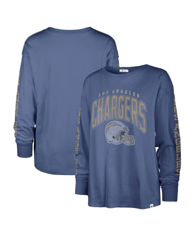 47 Brand Women's ' Powder Blue Distressed Los Angeles Chargers Tom Cat Lightweight Long Sleeve T-shir