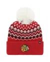 47 Brand Women's ' Red Chicago Blackhawks Elsa Cuffed Knit Hat With Pom In Red