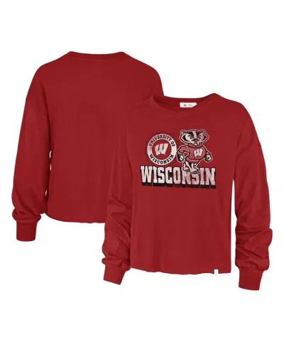 47 Brand Women's ' Red Distressed Wisconsin Badgers Bottom Line Parkway Long Sleeve T-shirt