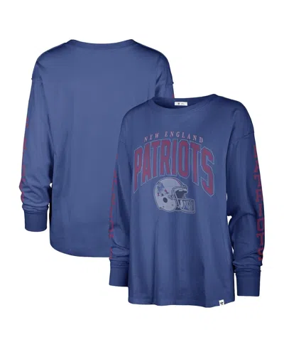 47 Brand Women's ' Royal Distressed New England Patriots Tom Cat Long Sleeve T-shirt