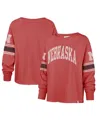 47 Brand Women's ' Scarlet Distressed Nebraska Huskers Allie Modest Raglan Long Sleeve Cropped T-shir In Scarlet