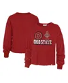47 Brand Women's ' Scarlet Distressed Ohio State Buckeyes Bottom Line Parkway Long Sleeve High Waist In Scarlet
