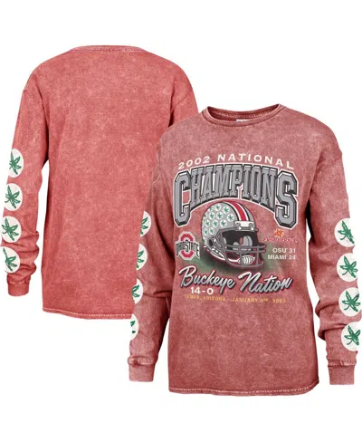 47 Brand Women's ' Scarlet Ohio State Buckeyes Vintage-like Tubular Boyfriend Long Sleeve T-shirt