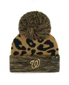 47 Brand Women's ' Washington Nationals Leopard Rosette Cuffed Knit Hat With Pom In Brown
