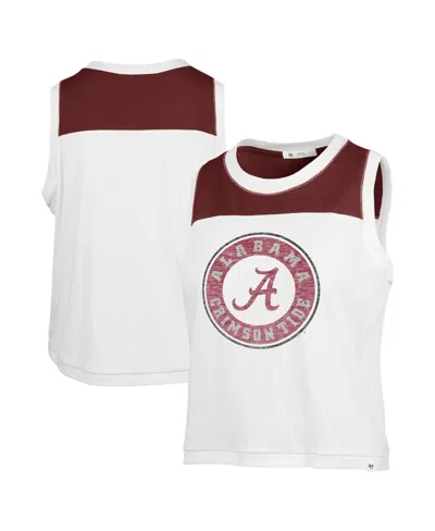 47 Brand Women's ' White Distressed Alabama Crimson Tide Premier Zoey Waist Length Tank Top In Multi