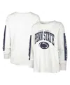 47 Brand Women's ' White Distressed Penn State Nittany Lions Statement Soa 3-hit Long Sleeve T-shirt In White