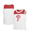 47 BRAND WOMEN'S '47 BRAND WHITE DISTRESSED PHILADELPHIA PHILLIES PREMIER ZOEY WAIST LENGTH TANK TOP