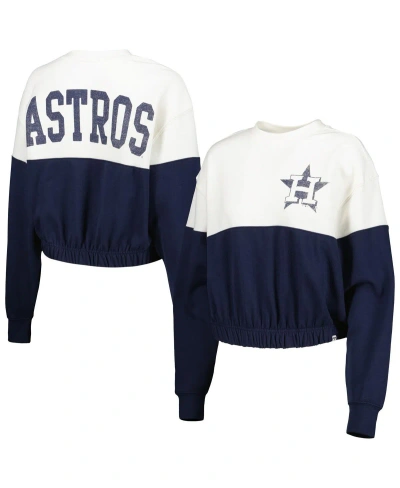 47 Brand Women's ' White, Navy Houston Astros Take Two Bonita Pullover Sweatshirt In White,navy