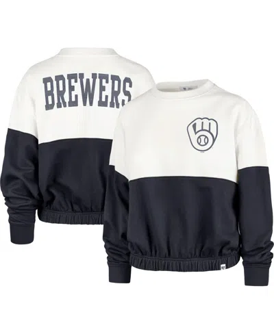 47 Brand Women's ' White Notre Dame Fighting Irish Take Two Bonita Pullover Sweatshirt In White,navy