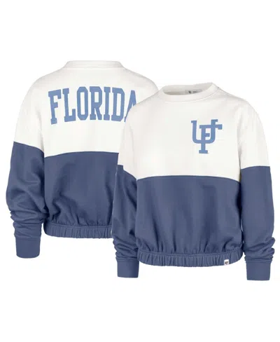47 Brand Women's ' White, Royal Florida Gators Take Two Bonita Pullover Sweatshirt In White,royal