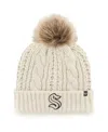 47 Brand Women's ' White Seattle Kraken Meeko Cuffed Knit Hat With Pom In White