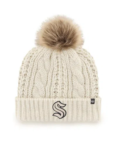 47 Brand Women's ' White Seattle Kraken Meeko Cuffed Knit Hat With Pom