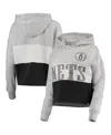 47 Brand Women's '47 Heathered Gray, Heathered Black Brooklyn Nets Lizzy Cutoff Pullover Hoodie In Gray,heathered Black