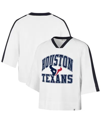 47 Brand Women's '47 White Houston Texans Big Overarch Drop Needle Raglan V-neck T-shirt In Black