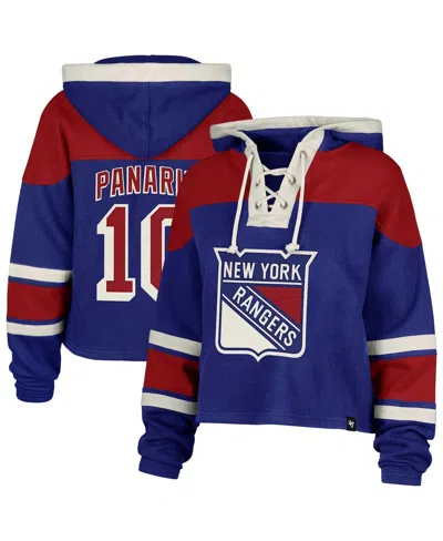 47 Brand Women's Artemi Panarin Blue New York Rangers Superior Lacer Cropped Pullover Hoodie
