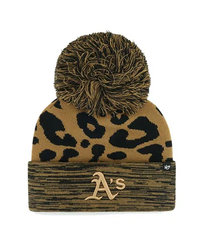 47 Brand Women's Athletics Leopard Rosette Cuffed Pom With Knit Hat In Brown