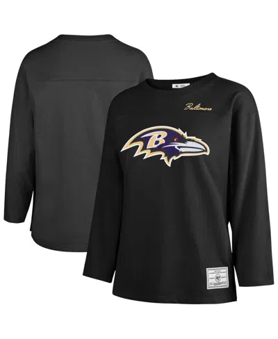 47 Brand Women's Baltimore Ravens Long-sleeve Crewneck Cotton T-shirt In Black