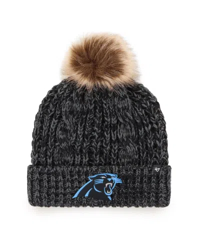47 Brand Women's Black Carolina Panthers Meeko Cuffed With Pom Knit Hat In Gray
