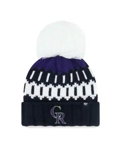 47 Brand Women's Black Colorado Rockies Felicity Cuffed Knit Hat With Pom