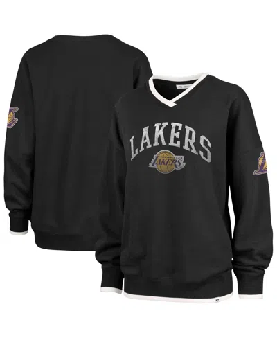 47 Brand Women's Black Los Angeles Lakers Rise Wax Pack Daze '80s Oversize Pullover Sweatshirt