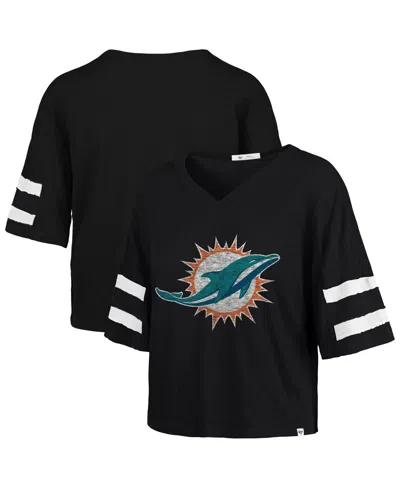 47 Brand Women's Black Miami Dolphins Premier Scout Cropped V-neck T-shirt