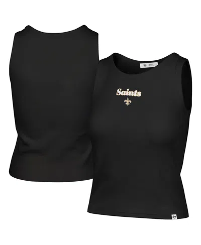 47 Brand Women's Black New Orleans Saints Cropped Straight Cut Ribbed Baby Tank Top