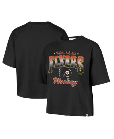 47 Brand Kids' Women's Black Philadelphia Flyers Vibe Check Reed City Cropped T-shirt
