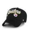 47 Brand Women's Black Pittsburgh Steelers Ariana Clean Up Adjustable Hat In Black