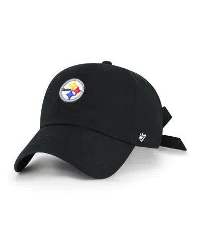 47 Brand Women's Black Pittsburgh Steelers Bow Back Clean Up Adjustable Hat